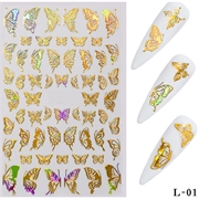 Holografiske sommerfugle stickers - Design 01 Guld
